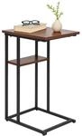 Relaxdays Beistelltisch MDF Eisen Schwarz mit 2 Ablagen 60 x 40 x 30 cm