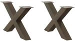 vidaXL Couchtischbeine X-Form 2 Stk Naturstahl 70x42-43 cm Stahl 4012967