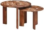 vidaXL Nesting-Couchtische 2-Tlg Mehrfarbig Massives Altholz 4104649