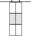 vidaXL Schiebet&uuml;r mit Beschlag Schwarz 76x205 cm Hartglas 3375823