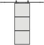 vidaXL Schiebet&uuml;r mit Beschlag Schwarz 76x205 cm Hartglas 3375954