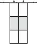 vidaXL Schiebet&uuml;r mit Beschlag Schwarz 90x205 cm Hartglas 3375824