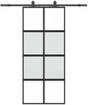 vidaXL Schiebet&uuml;r mit Beschlag Schwarz 90x205 cm Hartglas 3375833