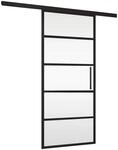 inova Glasschiebet&uuml;r Klar Schwarze Streifen 1025 x 2200 mm Komplettset mit...