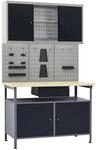 vidaXL Werkbank mit 3 Werkzeugw&auml;nden und 1 Wandschrank 3053432