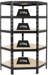 PROREGAL Eckregal Tiger HxBxT 180 x 90 x 45 cm Fachlast 175 kg Schwarz