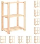 vidaXL Lagerregale 3 B&ouml;den 10 Stk 60x38x90cm Massivholz Kiefer 150kg 3051124