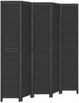 vidaXL 5 Tlg Paravent Schwarz Massivholz Paulownia 358855
