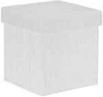 Relaxdays Sitzhocker Bambus Wei&szlig; Faltbar mit Stauraum 35 cm x 35 cm x 35 cm 2,5 kg