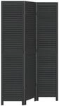 vidaXL 3 Tlg Paravent Schwarz Massivholz Paulownia 358846