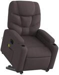 vidaXL Elektrischer Massagesessel mit Aufstehhilfe Dunkelbraun Stoff 3204637