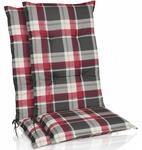 Beautissu 2er Set Hochlehner Auflagen Set 120x50 cm Polster Bordeaux Kariert
