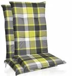 Beautissu 2er Set Hochlehner Auflagen Set 120x50 cm Polster Gr&uuml;n Kariert
