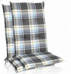Beautissu 2er Set Hochlehner Auflagen Set 120x50 cm Polster Blau Kariert
