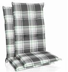 Beautissu 2er Set Hochlehner Auflagen Set 120x50 cm Polster Mintgr&uuml;n Kariert