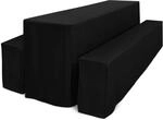 Beautissu 3tlg Biertischhussen Set f&uuml;r Bierzeltgarnitur 220x70cm Schwarz