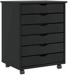 vidaXL Rollschrank mit Schubladen MOSS Schwarz Massivholz Kiefer 4015784