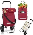 Sekey 3-in-1 Faltbarer Einkaufstrolley mit K&uuml;hlfach und Spanngurt Rot