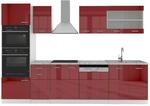 Vicco R-Line K&uuml;chenzeile Bordeaux Hochglanz/Wei&szlig; 300 cm mit Hochschrankohne