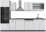 Vicco R-Line K&uuml;chenzeile Wei&szlig; Hochglanz/Anthrazit 300 cm mit Hochschrankohne
