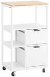 SoBuy K&uuml;chenwagen mit 2 Schubladen 3 Ablagen Servierwagen 53x89x37cm FKW111-WN