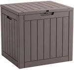 Floordirekt Gartenbox Holzoptik Wetterfest Auflagenbox Kissenbox Braun 118 L