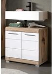 Inn.Furn Waschbeckenunterschrank in Wei&szlig; Hochglanz und Eiche 60 cm Willow