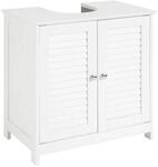 SoBuy Waschbeckenunterschrank Badschrank mit 2 Lamellent&uuml;ren 60x58x35cm Wei&szlig;