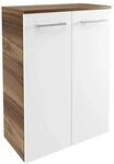 Fackelmann Doppel-H&auml;ngeschrank Verona 60 cm Innenschub Nussbaum/Wei&szlig; Hochglanz