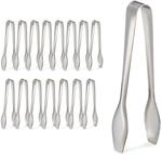 Relaxdays Zuckerzange 16er Set Edelstahl Silber Sp&uuml;lmaschinengeeignet 12 cm x 6 cm x