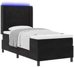 vidaXL Boxspringbett mit Matratze mit LED Schwarz 90 x 200 cm Samt 3343852