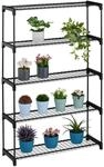 Relaxdays Blumenregal Metall Schwarz 5 Ebenen 140 cm x 91 cm x 28 cm 3,5 kg