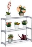 Relaxdays Blumenregal Metall Grau 3 Ebenen Stecksystem 72 cm x 91 cm x 28 cm...