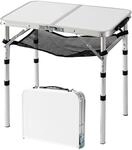 Relaxdays Klapptisch Aluminium Wei&szlig; H&ouml;henverstellbar 60 cm x 60 cm x 40 cm