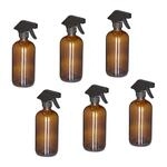 Relaxdays Spr&uuml;hflaschen 6er Set Glas Braun Verstellbar 500 ml 21 cm x 9,5 cm x 7,5