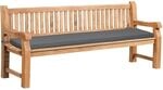 DELUKE Gartenbank Teakbank DABEL Holz Dunkelgrau 220x61x93cm Holzbank 220cm Mit