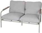 MCW Aluminium-Gartenbank O11 Outdoor 2-Sitzer Sofa 125cm Hellgr&uuml;n Polster Beige