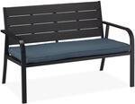 Relaxdays Gartenbank PE-Kunststoff Stahl Schwarz Anthrazit mit Sitzauflage f&uuml;r...