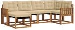 vidaXL Sofa Set mit Kissen 6-Tlg Natur und Beige 3368832