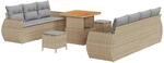 vidaXL Gartensofa-set mit Kissen 10-Tlg Beige und Hellgrau Poly-Rattan 3363787