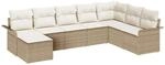 vidaXL 8-Teiliges Garten-Sofa-Set mit Kissen in Beige aus Poly Rattan 3345481