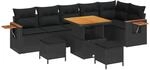 vidaXL Gartensofa-Set mit Kissen 11 Stk Schwarz Poly-Rattan 3365139