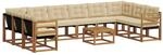 vidaXL Outdoor-Sofagarnitur mit Kissen 11-Tlg Natur und Beige 3369112