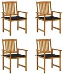 vidaXL Gartenst&uuml;hle mit Kissen 4 Stk Massivholz Akazie 3061182