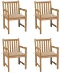 vidaXL Gartenst&uuml;hle 4 Stk mit Beigen Kissen Massivholz Teak 3073007