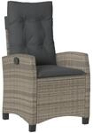 vidaXL Gartensessel Verstellbar mit Kissen Grau Stahl Poly Rattan