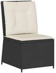 vidaXL Gartensessel mit Liegefunktion und Kissen Schwarz Poly Rattan 368973