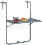 Relaxdays Balkonh&auml;ngetisch Stahl HDPE Grau Klappbar H&ouml;henverstellbar 59,5 cm...