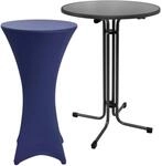 Beautissu Sylt Stehtisch &Oslash; 70cm Grau mit Stella Stehtischhusse &Oslash; 70cm Blau