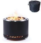 Relaxdays Feuerschale Edelstahl Schwarz Rauchfrei 35 cm x 49,5 cm